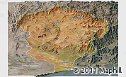 Satellite Panoramic Map of Amboasary-Sud, semi-desaturated