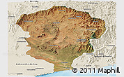 Satellite Panoramic Map of Amboasary-Sud, shaded relief outside