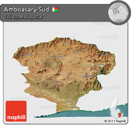 Satellite Panoramic Map of Amboasary-Sud, single color outside