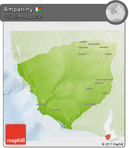 Physical 3D Map of Ampanihy, lighten