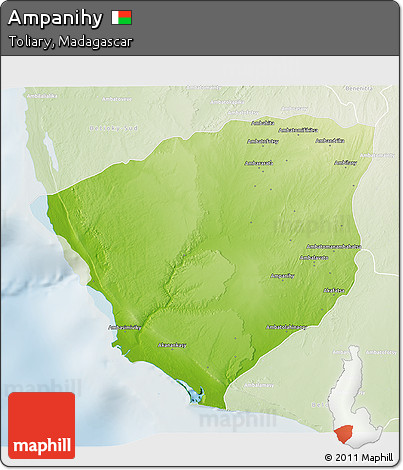 Physical 3D Map of Ampanihy, lighten