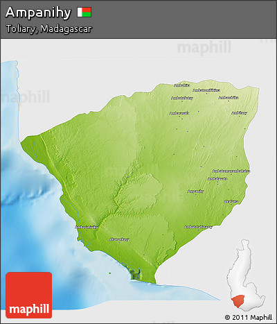 Physical 3D Map of Ampanihy, single color outside