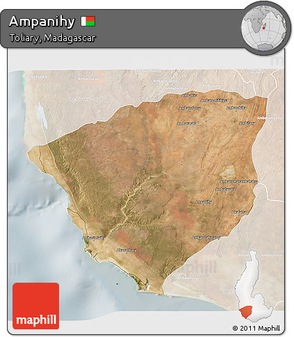 Satellite 3D Map of Ampanihy, lighten
