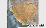 Satellite 3D Map of Ampanihy, semi-desaturated
