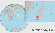 Gray Location Map of Ampanihy, within the entire country