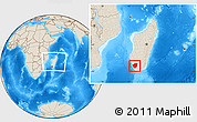 Shaded Relief Location Map of Ampanihy, within the entire country