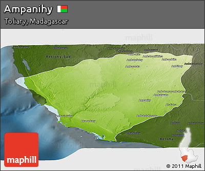 Physical Panoramic Map of Ampanihy, darken