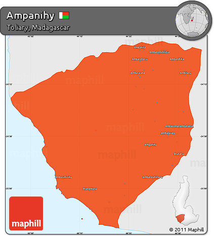 Political Simple Map of Ampanihy, single color outside