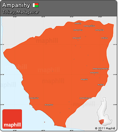 Political Simple Map of Ampanihy, single color outside