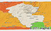 Shaded Relief Panoramic Map of Benenitra, political outside