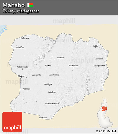 Classic Style 3D Map of Mahabo, single color outside