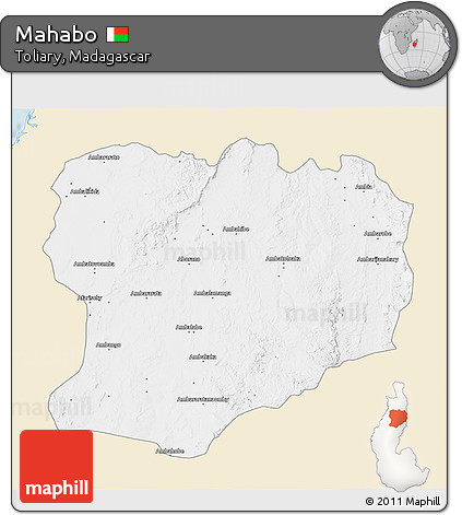 Classic Style 3D Map of Mahabo, single color outside