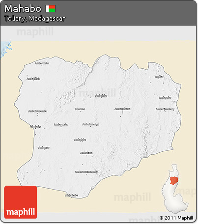 Classic Style 3D Map of Mahabo, single color outside