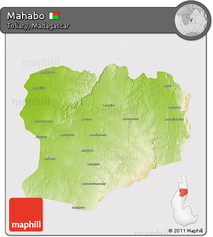 Physical 3D Map of Mahabo, cropped outside