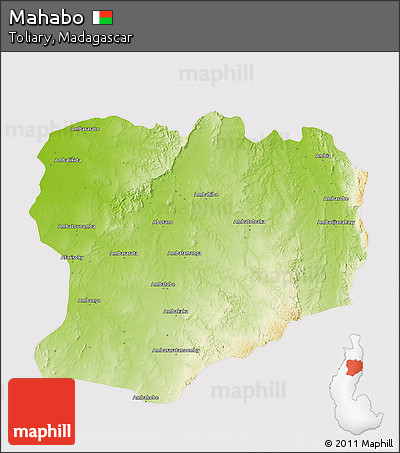 Physical 3D Map of Mahabo, cropped outside