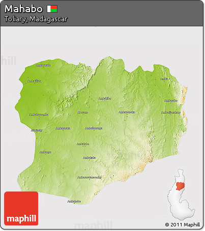 Physical 3D Map of Mahabo, cropped outside