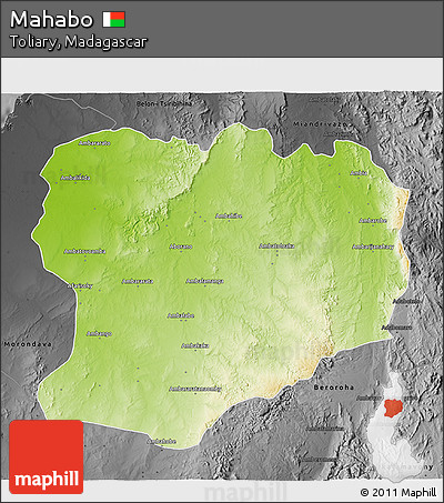Physical 3D Map of Mahabo, darken, desaturated