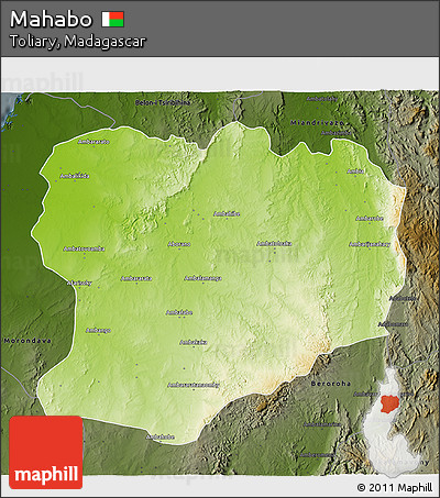 Physical 3D Map of Mahabo, darken