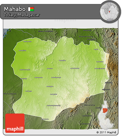 Physical 3D Map of Mahabo, darken