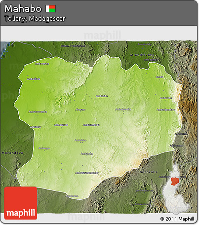 Physical 3D Map of Mahabo, darken