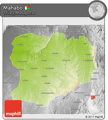 Physical 3D Map of Mahabo, desaturated