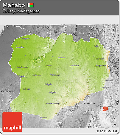 Physical 3D Map of Mahabo, desaturated