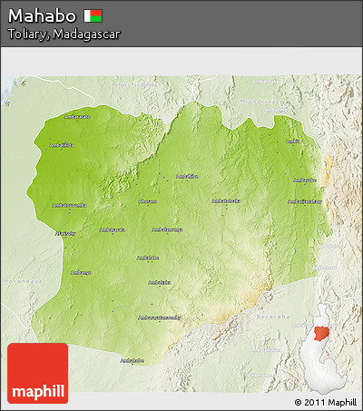 Physical 3D Map of Mahabo, lighten