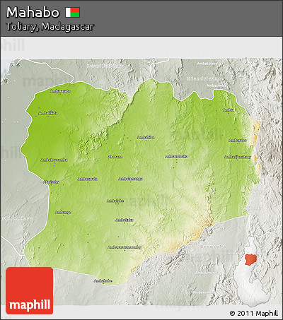 Physical 3D Map of Mahabo, lighten, semi-desaturated