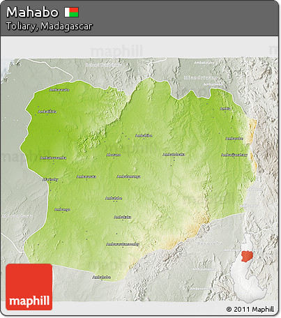 Physical 3D Map of Mahabo, lighten, semi-desaturated