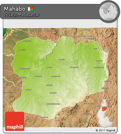 Physical 3D Map of Mahabo, satellite outside