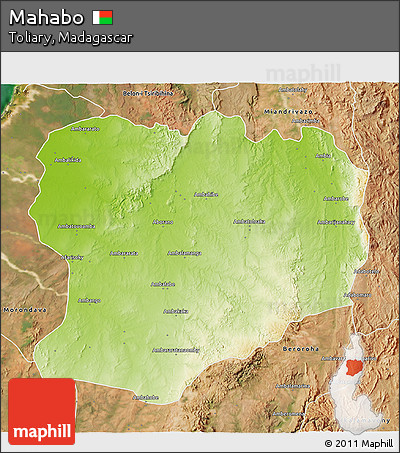 Physical 3D Map of Mahabo, satellite outside