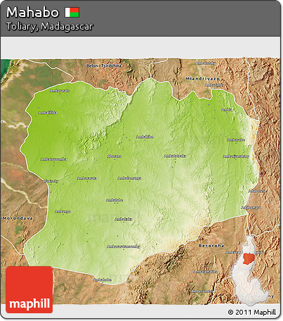 Physical 3D Map of Mahabo, satellite outside
