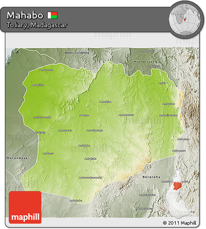 Physical 3D Map of Mahabo, semi-desaturated