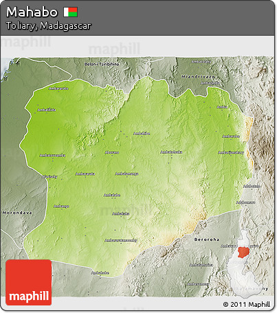 Physical 3D Map of Mahabo, semi-desaturated