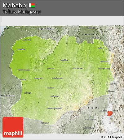 Physical 3D Map of Mahabo, semi-desaturated