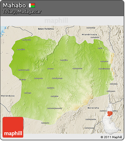 Physical 3D Map of Mahabo, shaded relief outside