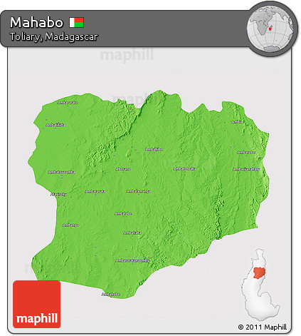 Political 3D Map of Mahabo, cropped outside
