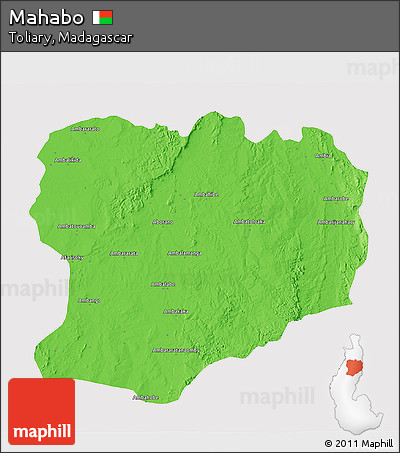 Political 3D Map of Mahabo, cropped outside