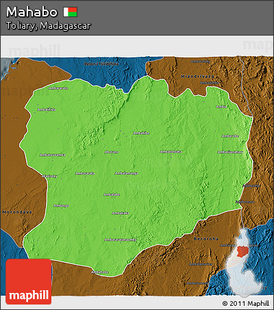 Political 3D Map of Mahabo, darken