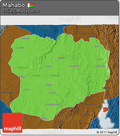 Political 3D Map of Mahabo, darken