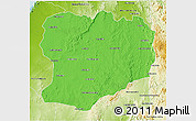 Political 3D Map of Mahabo, physical outside