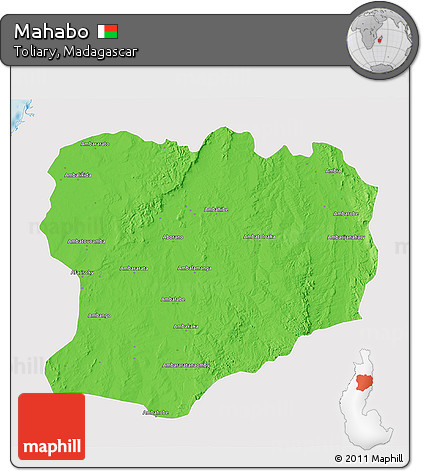 Political 3D Map of Mahabo, single color outside