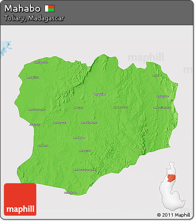 Political 3D Map of Mahabo, single color outside