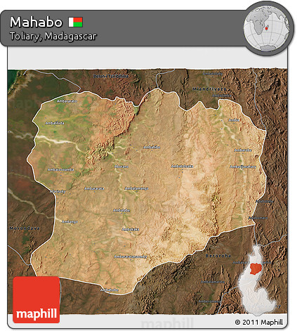 Satellite 3D Map of Mahabo, darken