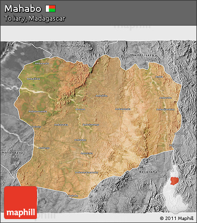 Satellite 3D Map of Mahabo, desaturated