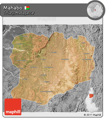 Satellite 3D Map of Mahabo, desaturated
