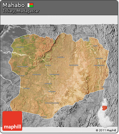 Satellite 3D Map of Mahabo, desaturated