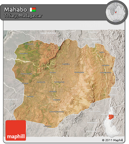 Satellite 3D Map of Mahabo, lighten, semi-desaturated