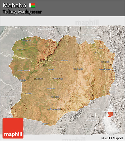 Satellite 3D Map of Mahabo, lighten, semi-desaturated