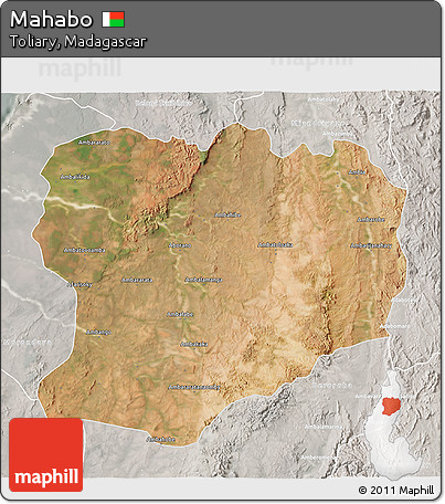 Satellite 3D Map of Mahabo, lighten, semi-desaturated